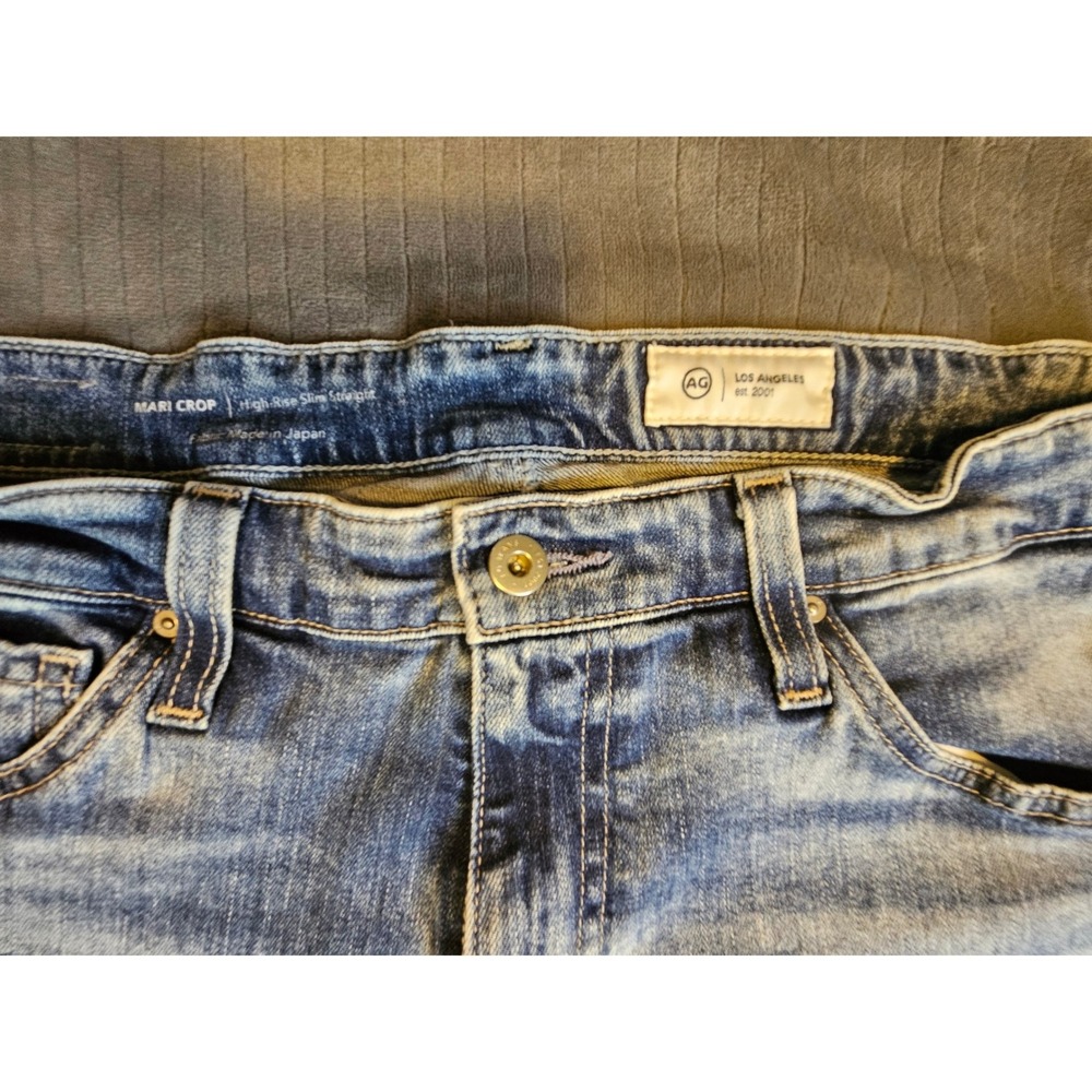 AG Adriano Goldschmied Mari Crop High Rise Slim Straight Jeans Blue 30R